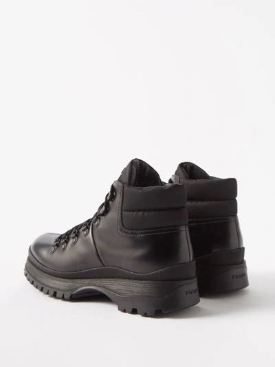 prada brixxen logo embossed leather boots|Black Brixxen Leather Booties .